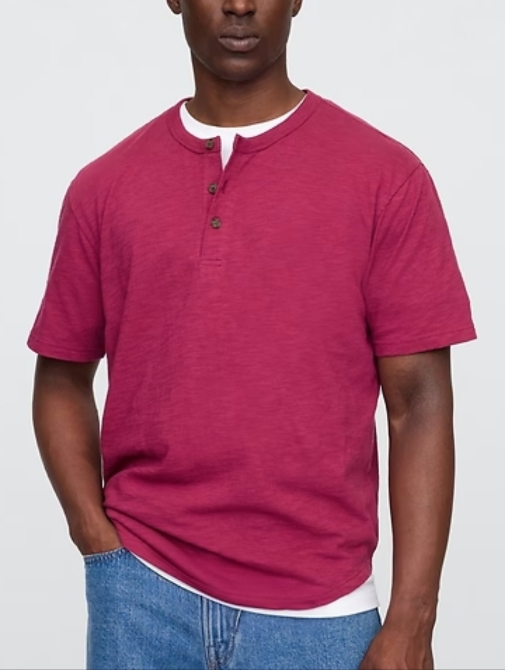 Gap Men's Lived-In Relaxed Curved Hem Henley T-Shirt New Size Large
